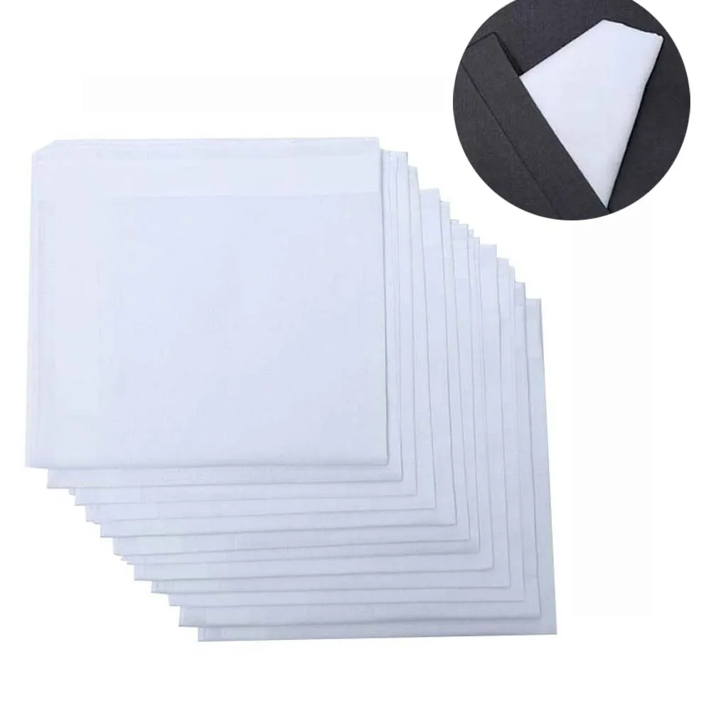 Cotton Napkins 12pcs 100% Cotton Napkins White Reusable Napkin Handkerchief Cloth Diner Banquet Wedding Party Home Table Decorations 40x40cm
