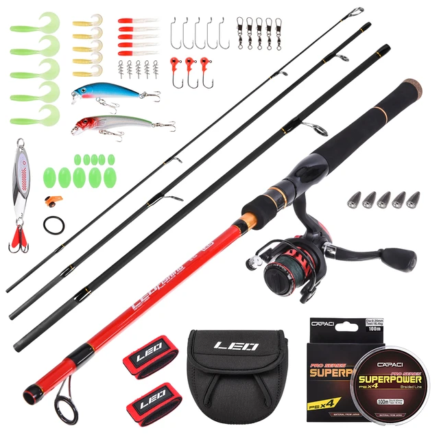 Leo 4 Section Portable Spinning Fishing Rod and Reel Combos 2.1M