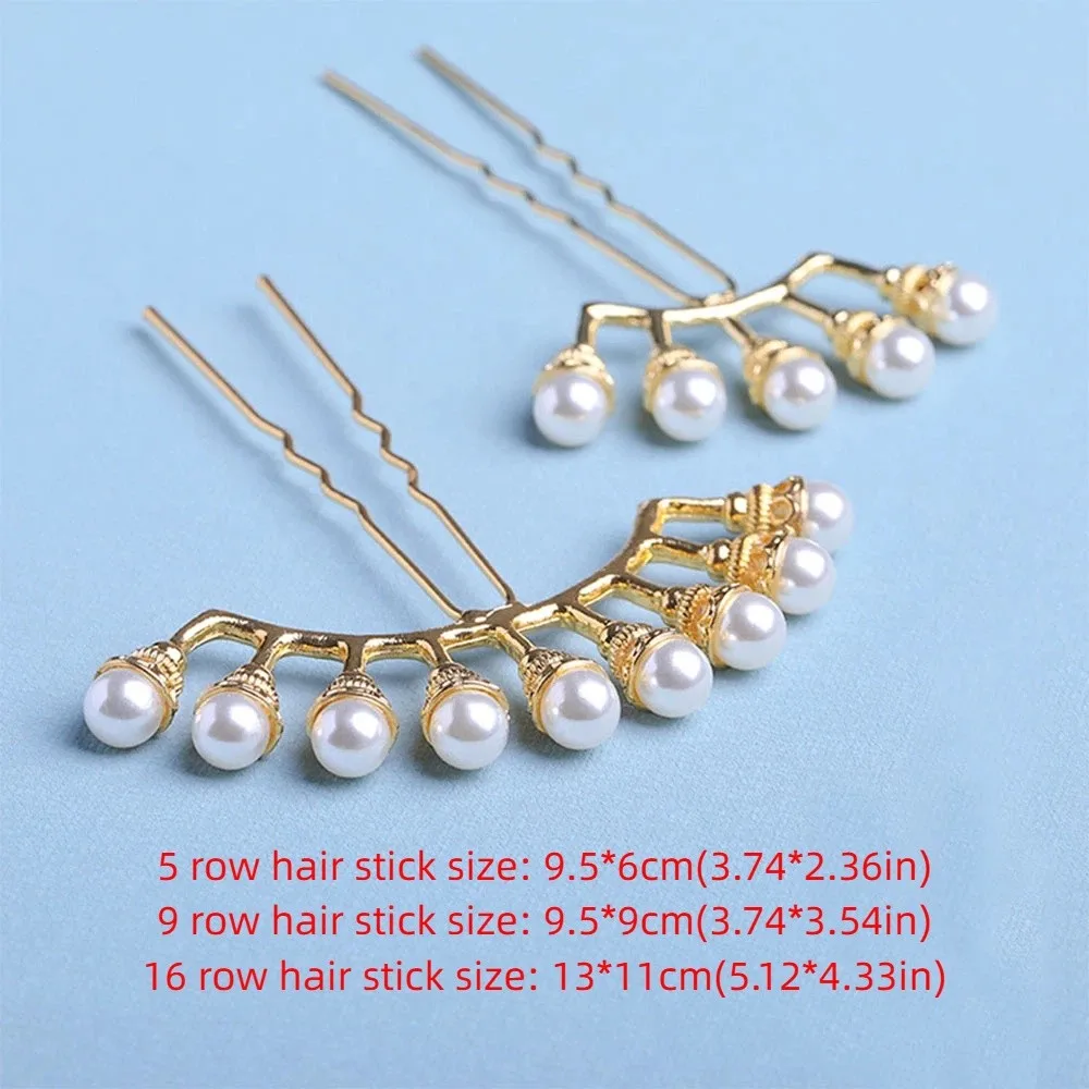 앤티크 슈퍼 페어리 합금 신부용 크리스탈 꽃잎 여성용 진주 장식 머리핀 헤어 액세서리 한푸 헤어 스틱 헤어 포크