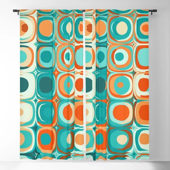 

Orange And Turquoise Dots Blackout Curtain 3D Print Window Curtains For Bedroom Living Room Decor Window Treatments