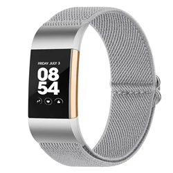 Adjustable Nylon Elastic Band Strap Bracelet Replacement - Fitbit Charge 2 (Gray)