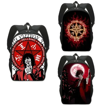 HELLSING 애니메이션 Alucard 인쇄 배낭, 십대 소년 소녀용 만화 뱀파이어 헌터 데이팩 학교 가방, 어린이 책 가방 선물