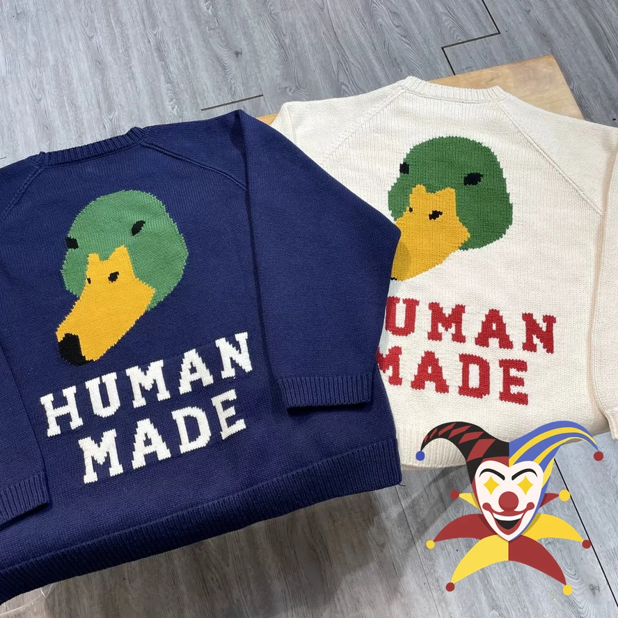 Duck Pattern Human Made Sweater Men Women Jacquard Knitted Sweatshirts  Human Made Crewneck
