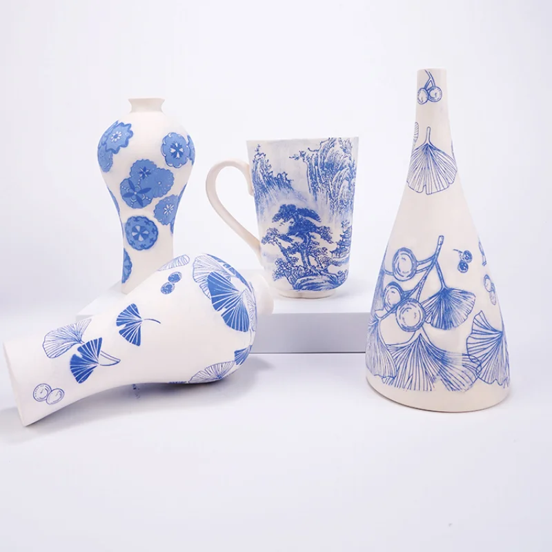 Creative Ceramic Decals Blue and White Porcelain Ceramics Clay Transfer Paper DIY Pottery Handicrafts Coloring Tool 1PCS