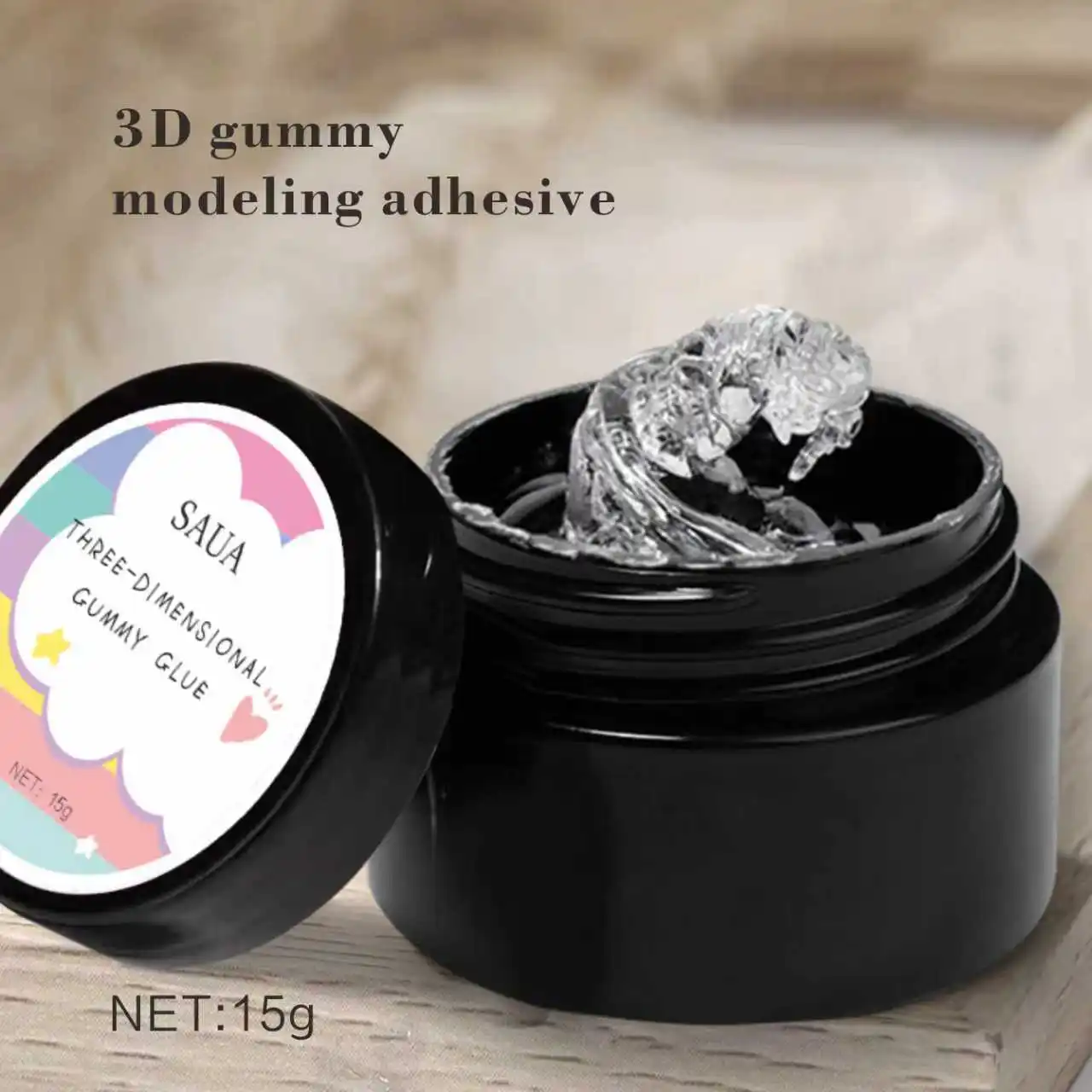 Solid Nail Glue Gel for 3D Sculpture and Art Design, Non-Stick Extension Formula (15g)