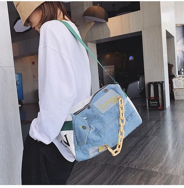 2023 Techwear Fashion Boston Denim Women Shoulder Bags Large Capacity  Travel Bag Designer Women Bags Jeans Crossbody Bag Female - Shoulder Bags -  AliExpress