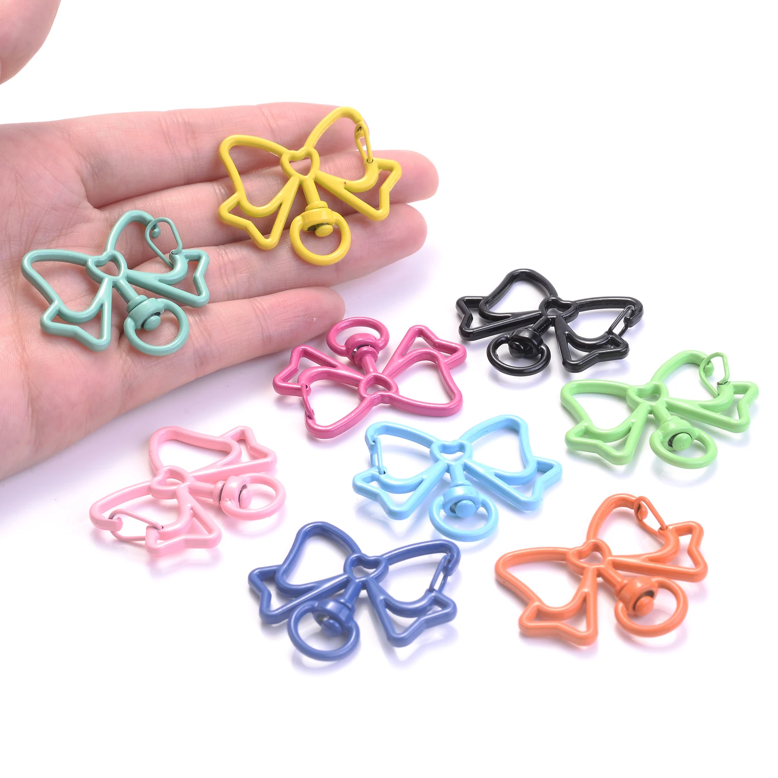 5 stücke 33x39mm bunte Buttfly Hummer verschluss Karabiner haken Legierung hand gefertigten Schlüssel ring Schlüssel anhänger für DIY Schmuck herstellung Zubehör – Detail 9