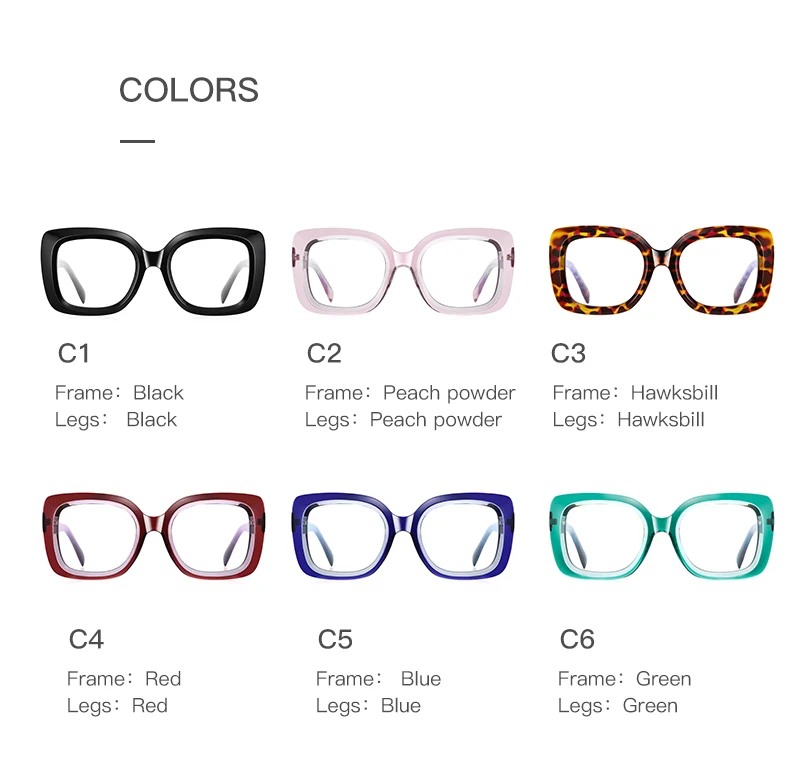 VICKY New Large Frame Ladies Reading Glasses Anti-blue Light Personalized Fashion with Prescription Lenses Myopia Hyperopia 2171
