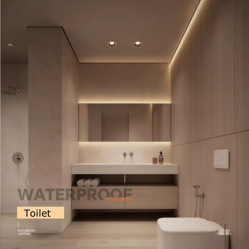 IP65 Waterproof Embedded CRI98 Dimmable Spotlight AC110-220V 7W-30W Bathroom Kitchen Ceiling Downlight LED Anti Glare