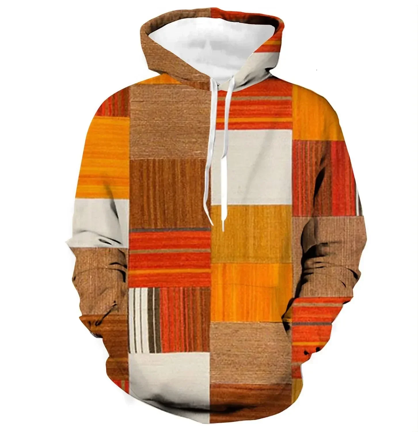 thumbnail image 1 of Sudadera con capucha de otoño para hombre, con estampado 3D a cuadros, a rayas, estilo retro, sudadera de moda urbana, sudadera popular de gran tamaño, ropa para hombre, 1 of 5