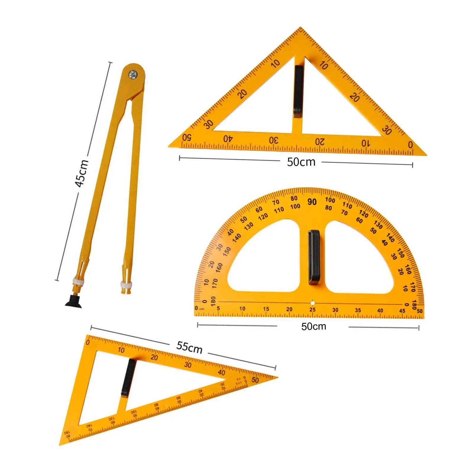 4Pcs Large Math Geometry Ruler Math Geometry Tool for Engineering Drawings