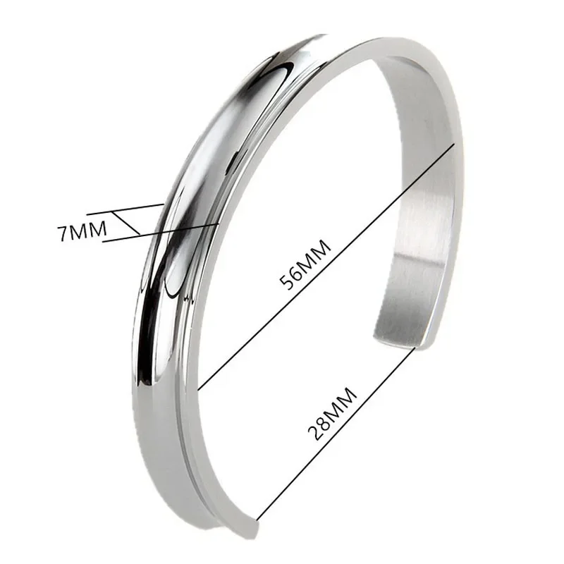 7mm Fashion Stainless Steel Opening Adjustable Bangles C-shaped Arc Groove Bracelet High End Couple Birthday Party Jewelry 4