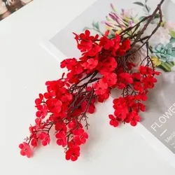 Elegant Cherry Blossom & Baby's Breath Artificial Floral Arrangement for Home or Wedding Decor (Red)