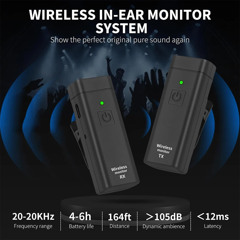 UHF Wireless Mini Personal in Ear Monitor System UHF with 16 Channels Wireless IEM System with Transmitter Receiver Automatic wireless in ear monitor