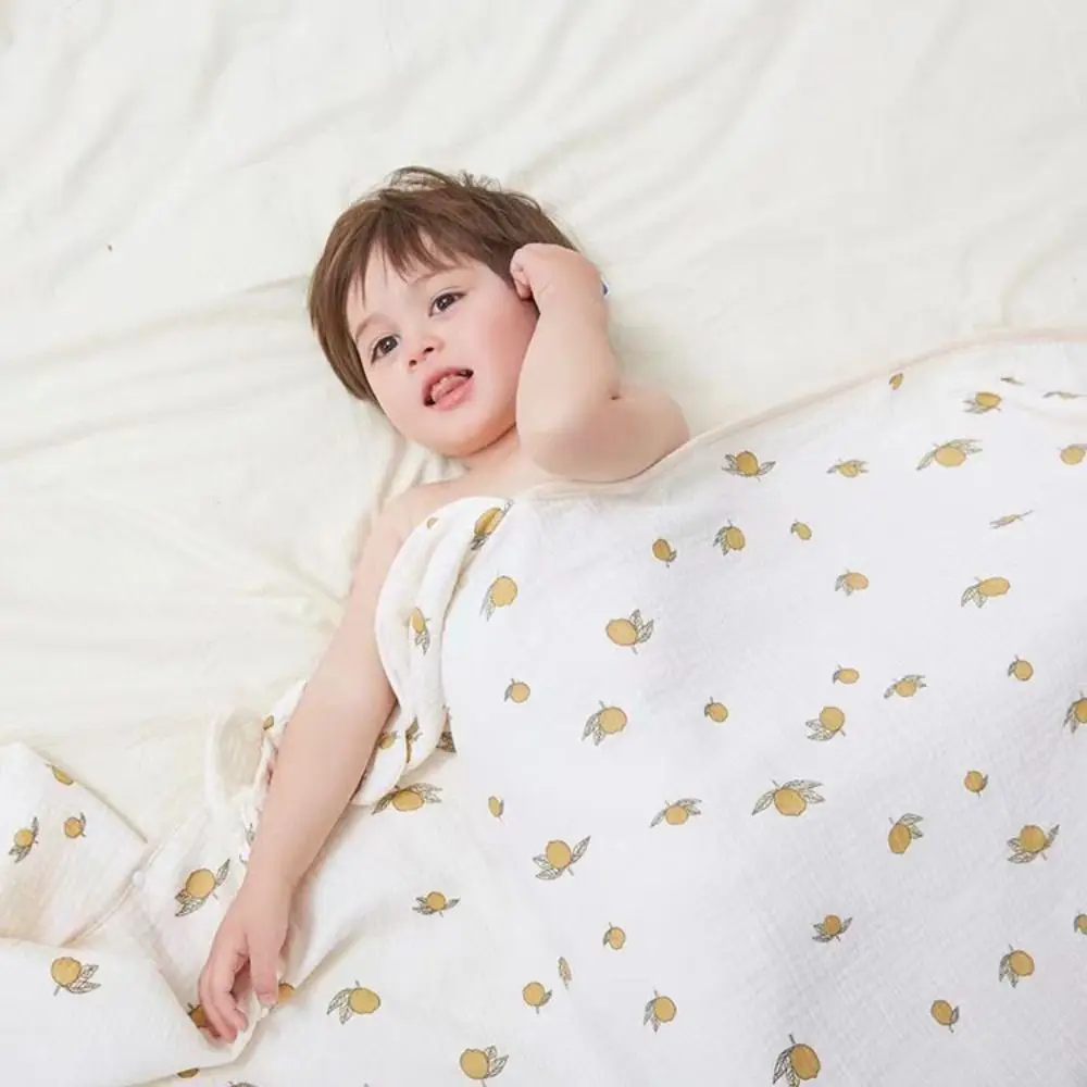 Pure Cotton Baby Crepe Cloth Double-layer Gauze Little Bear Printed Delivery Room Bag Breathable Material Single Layer