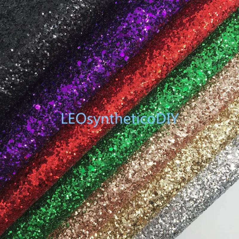 Leather Fabric Mini Roll 30X134CM or 21X29CM Chunky Glitter Leather Faux Leather Soft Felt Backing For Making Bows DIY