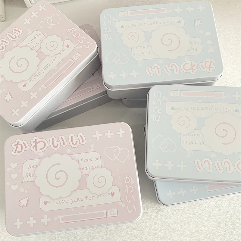 Tinplate Storage Box Cartoon Photocards Small Card Tin Storage Box Cans Coin Earrings Headphones Case Jewelry Collect Boxes