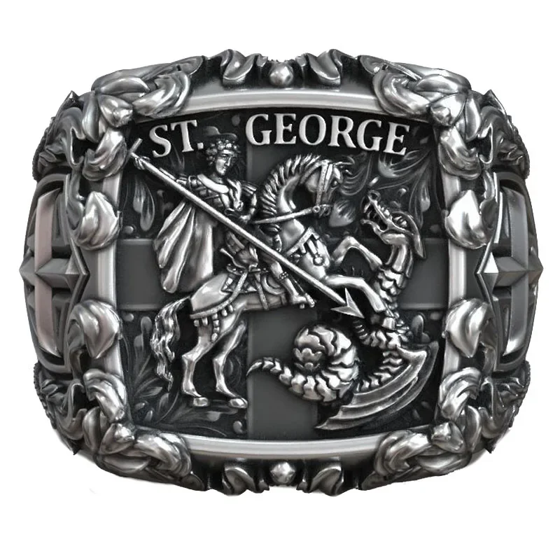 17g Saint George the Victorious Knight Cross Christian Signet For Mens  Customized 925 Solid Sterling Silver Many Sizes Rings Sz 11g 3d the keys of heaven saint peter symbol christian rings customized 925 solid sterling silver rings many sizes sz6 13