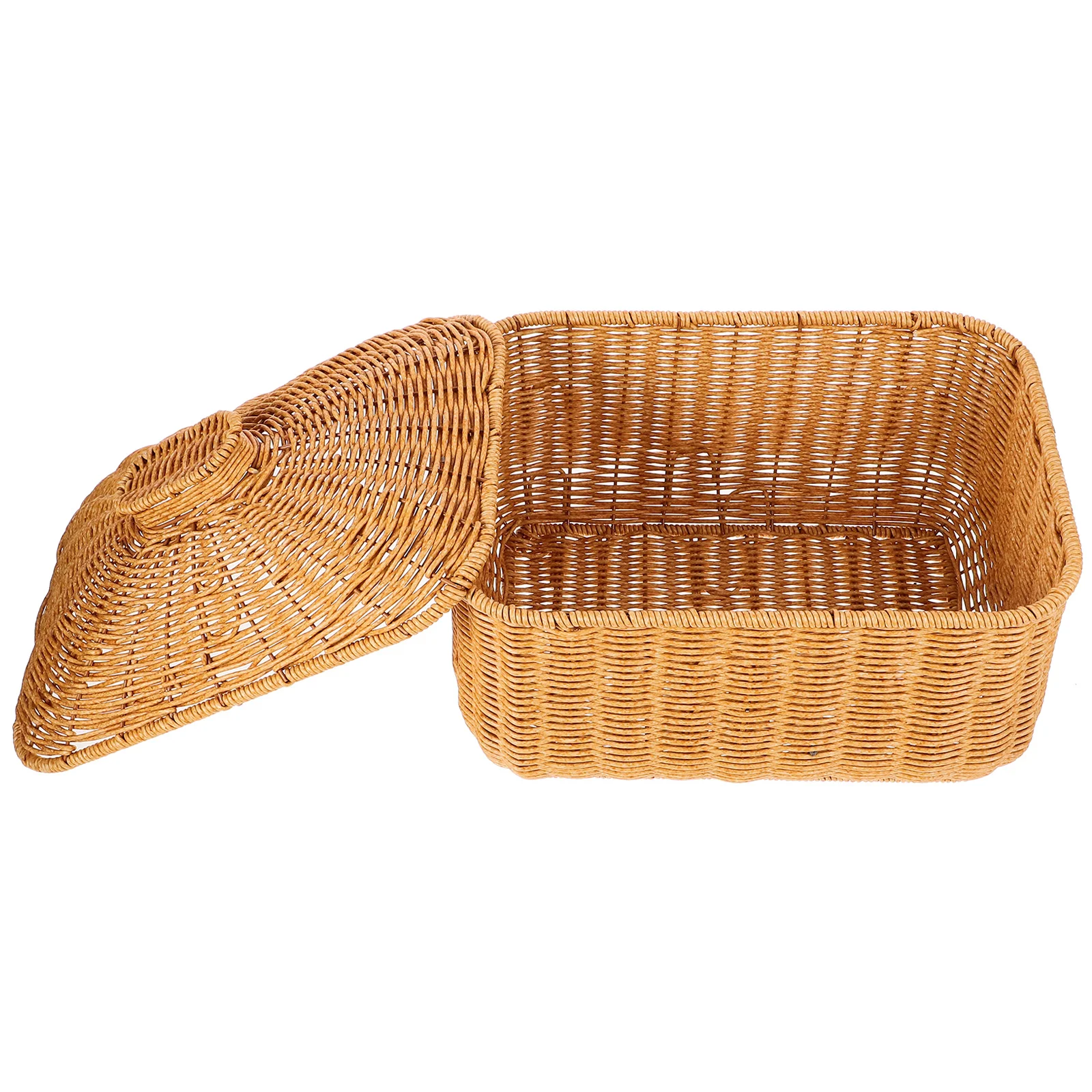 

Rattan Woven Storage Basket Multi-functional Snack Fruit Basket Food Storage Basket with Lid