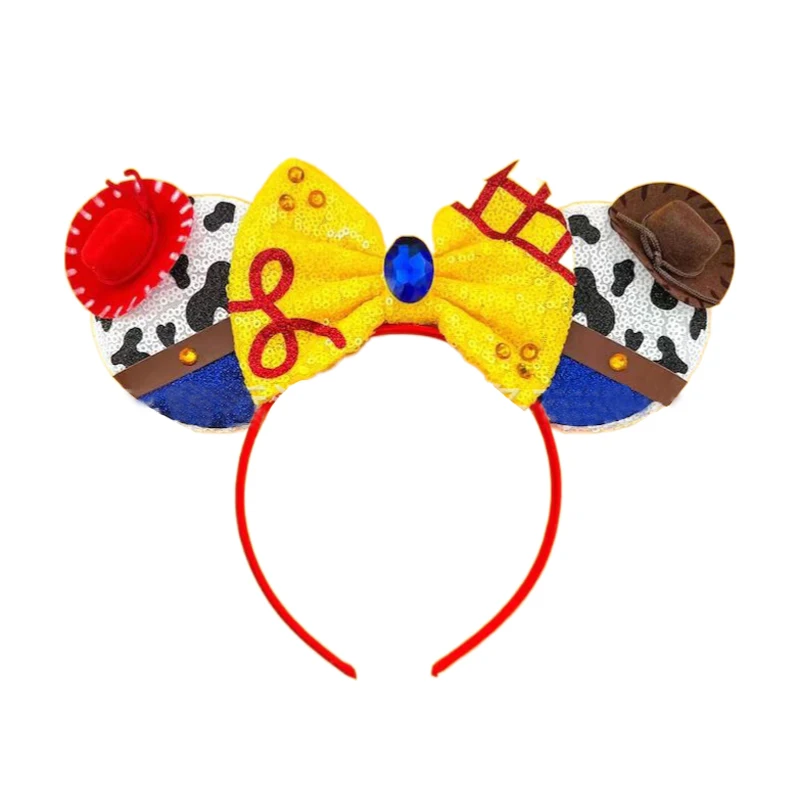 2024 Mickey Mouse Ear Headband  Festival Part Bow Sequin Hairband Women Hair Hoop Birthday Gift Adult/Child Cosplay Accessories