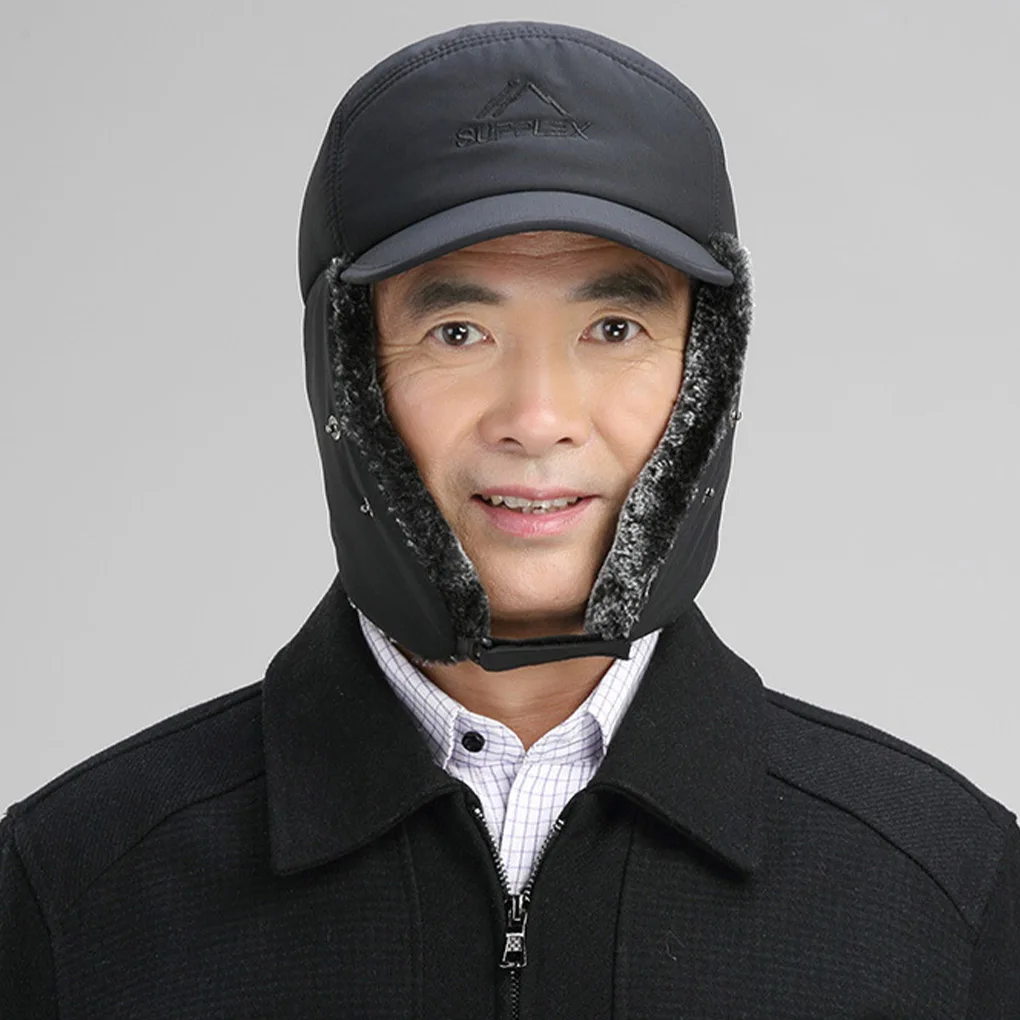 남성용 귀마개 달린 겨울 모자, 야외 스키 사이클링 하이킹, 따뜻한 방수 모자, 회색