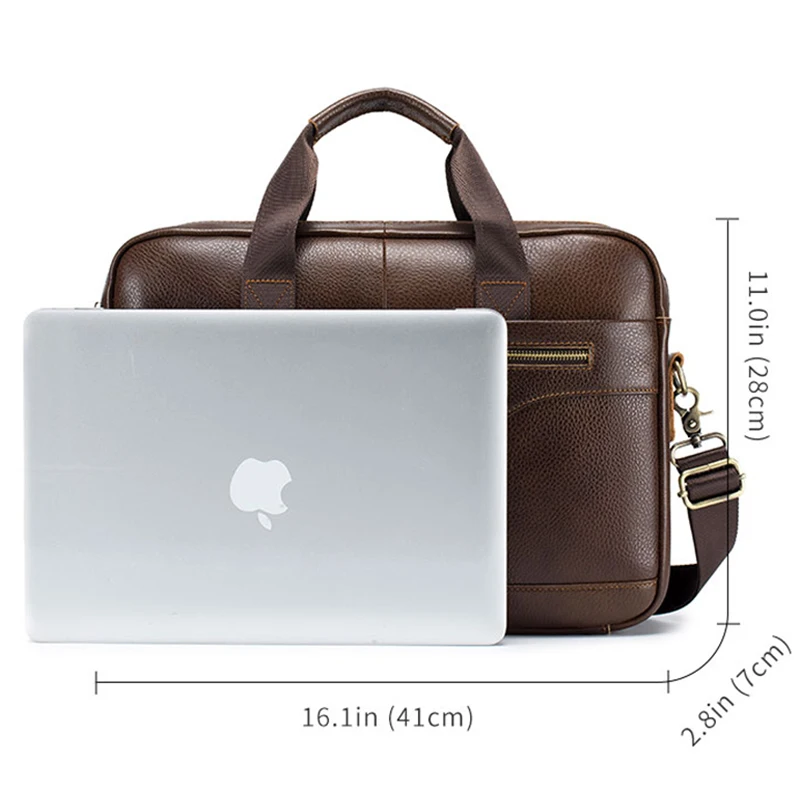 SCHLATUM 2023 originální kůže briefcases natvrdo pro muži luxusní kabelky notebook aktovka pytle 15.6 palec počítač brašna