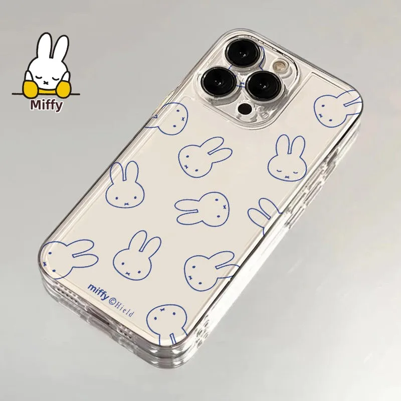 Kawaii Miffy Rabbit Phone Case Lines Miffy Rabbit Avatar Suitable for 17Promax/16Pro14 Phone Cases 13Pro 11/12 Transparent