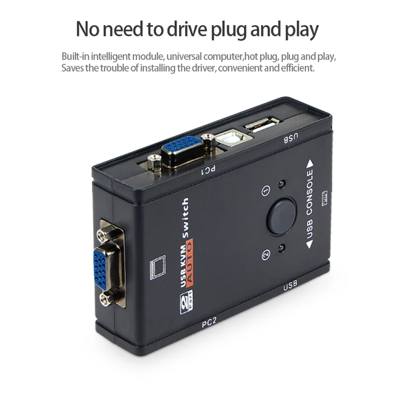 2 인 1 아웃 4K USB VGA KVM 스위치 박스, 2 PC 공유 키보드 마우스 플러그, Ply 비디오 디스플레이, USB 스위치 분배기