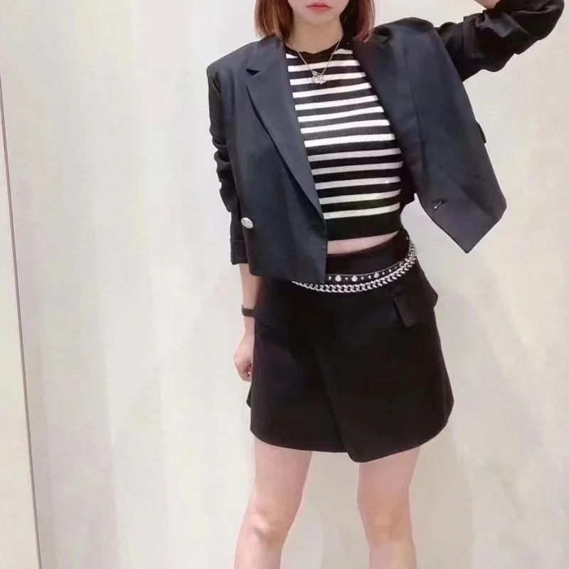 

Women OL Suit Single Button Short Blazer Coat or A-line Skirt