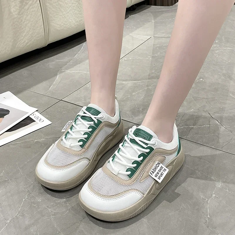 

Elevator Shoes for Women Autumn Thick-soled Sneakers Tide Casual Hollow Breathable for Zapatos De Mujer