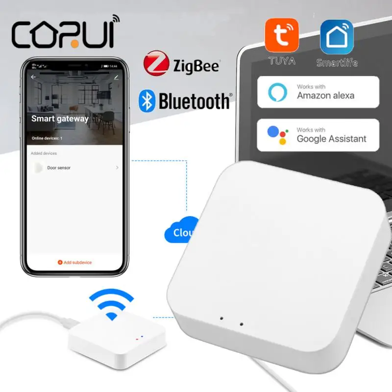 

CORUI Tuya Smart Zigbee/Bluetooth Gateway Hub Multi-Mode Gateway Bridge Smart Life Remote Control Work With Alexa Google Home