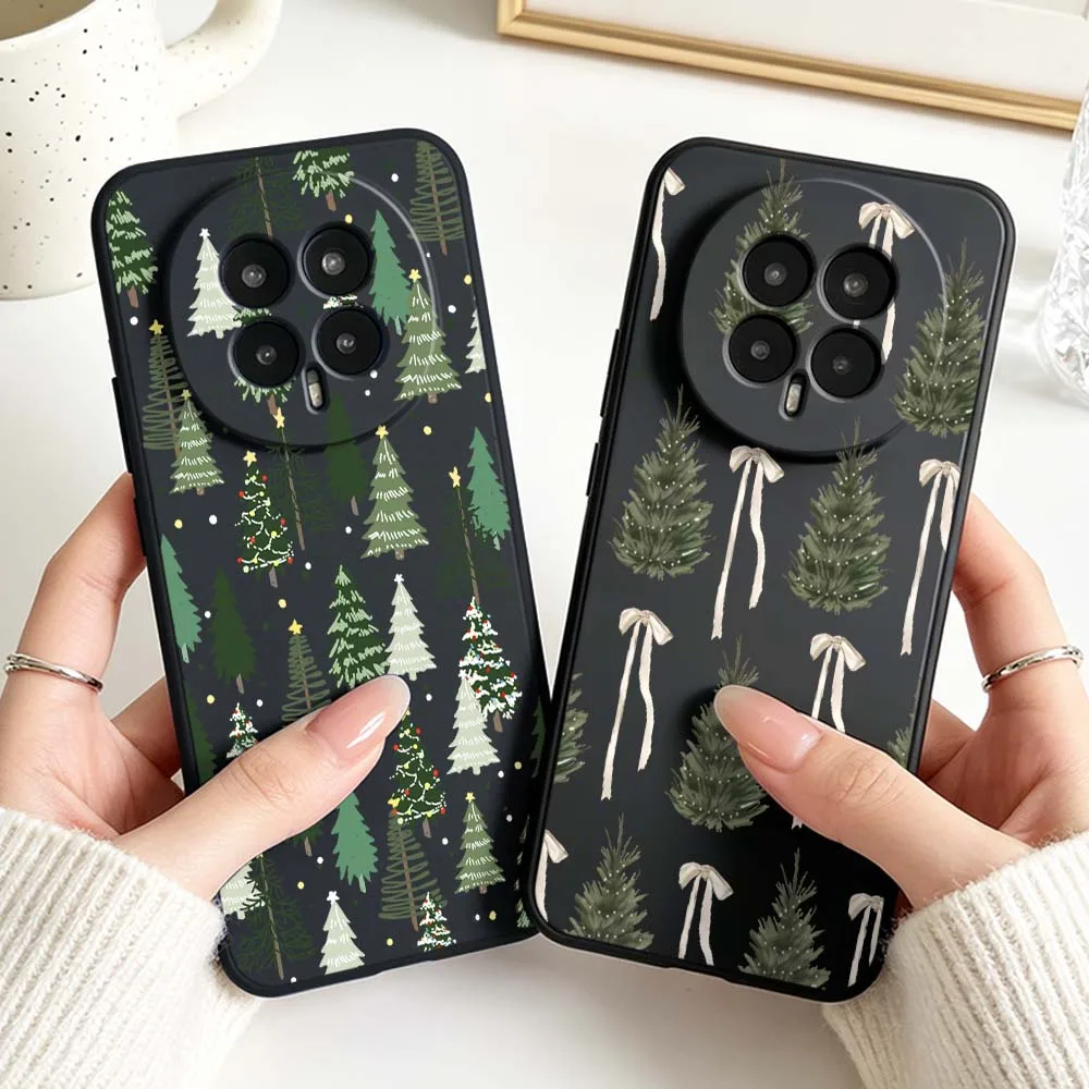 Festive Christmas Tree Pattern Phone Case - Black