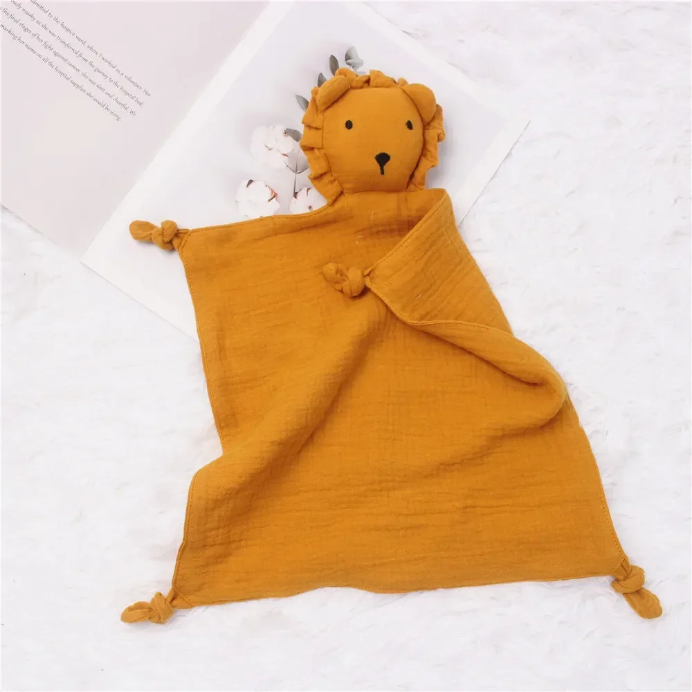 Soft Cotton Baby Comforter Blanket Lion Shaped Newborn Sleeping Dolls Toy Kids Newborn Soothe Appease Towel Bibs 6