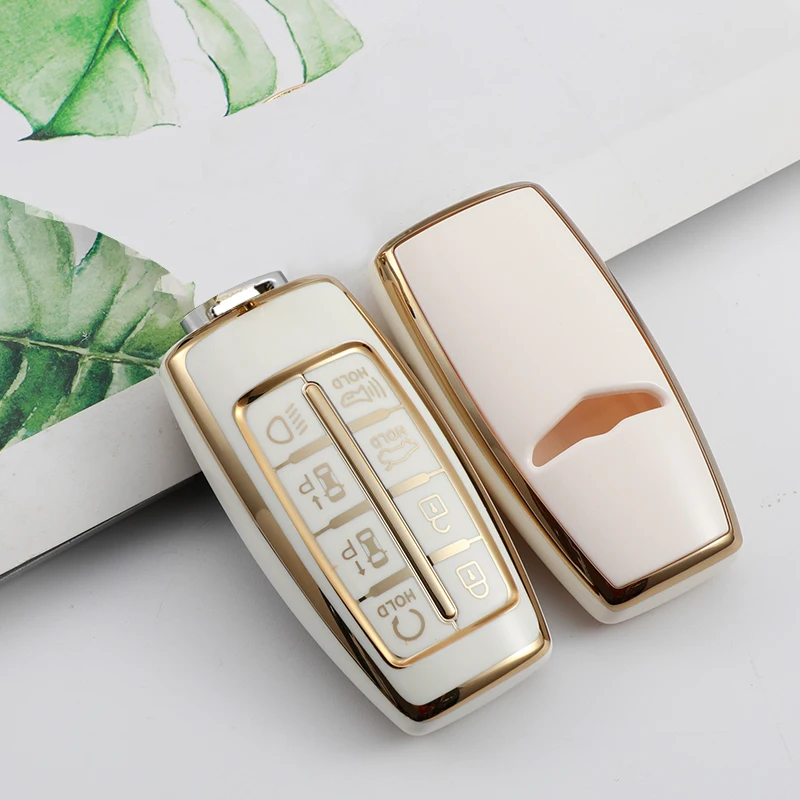 8 Buttons Car Tpu Key Case Cover Holder For Hyundai Genesis Gv70 Gv80 Gv90 2020 2021 2022 Key Shell Ring Protective Accessories