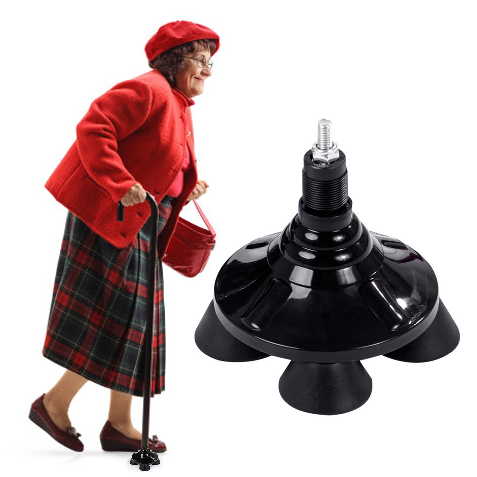Crutch Tip Pad Crutch Foot Cover Rotating Four-corner Cane Tip Base Rubber Four-legged Crutch Foot Pad For Walking Replacement