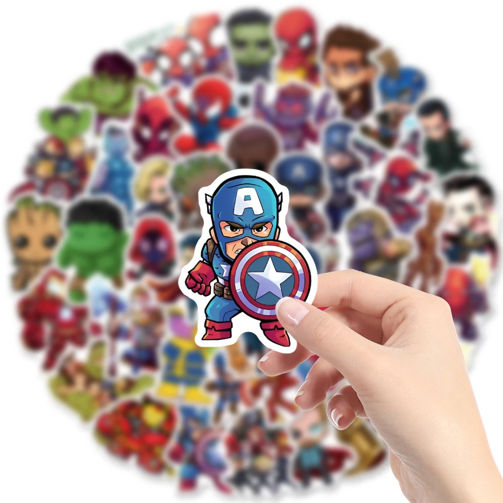 10/50/100/200 Stück Marvel The Avengers Superhelden-Aufkleber, Anime-Aufkleber, Laptop, Motorrad, Telefon, Auto, Dekoration, wasserfester Aufkleber – Detail 6