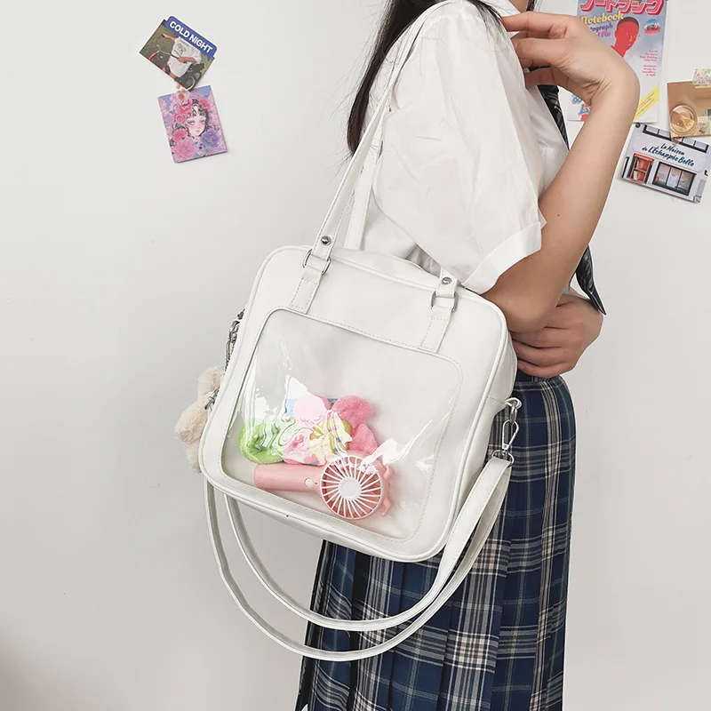 

Japanese College Style Cute Transparent Bag Student Crossbody Bag Female Shoulder Bag Square Jk Uniform Bag Tote Bags for Women