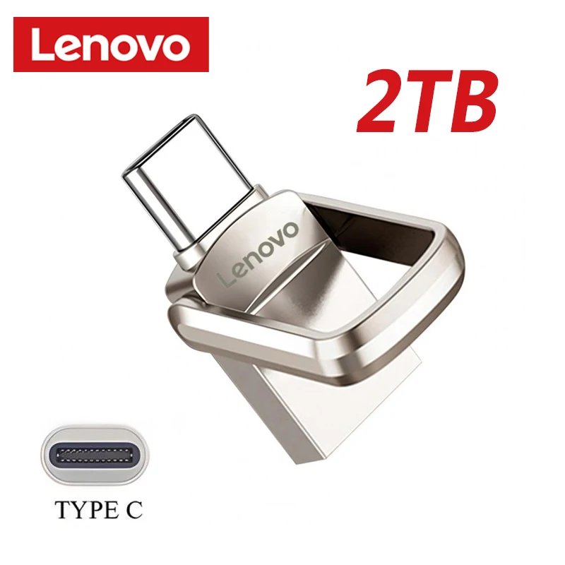 Original Lenovo U Disk Flash Drive 3.1 High Speed 2TB 1TB USB Portable Metal SSD Hard Drive External Flash Memory For Laptop
