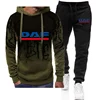 DAF Truck Logo 2024 Men's New Tracksuits Gradient Color Hooded Hoodie + Casual Printing Sweatpant Harajuku Sportwear Suits 1