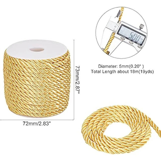 59 Feet 5mm Gold Twine Cord Rope 3 Braided Cord Thread Decorative Twisted  Satin Polyester String Thread for Home Decor - AliExpress