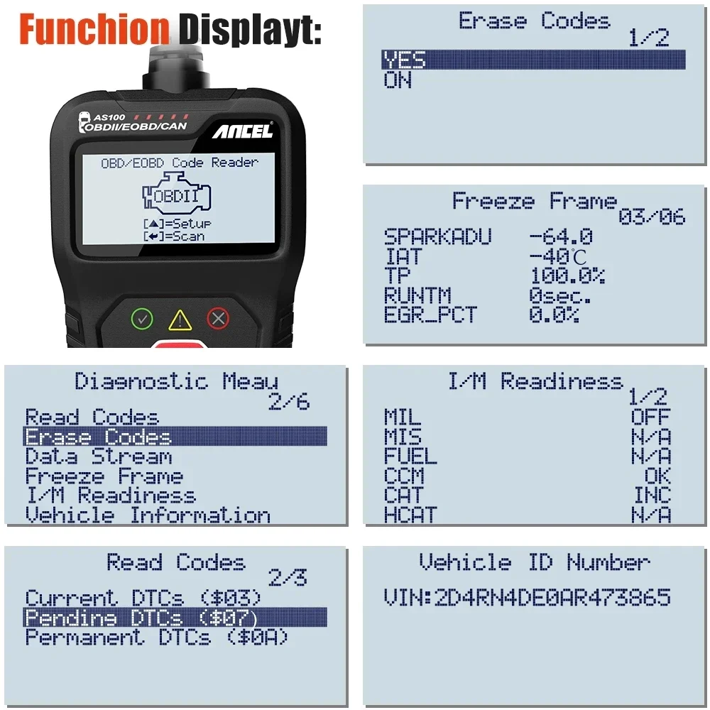 ANCEL AS100 OBD2 Car Code Reader Automotive Vehicle Universal OBD2 Scanner Check Engine Fault Diagnostic Scan Tool PK ELM327