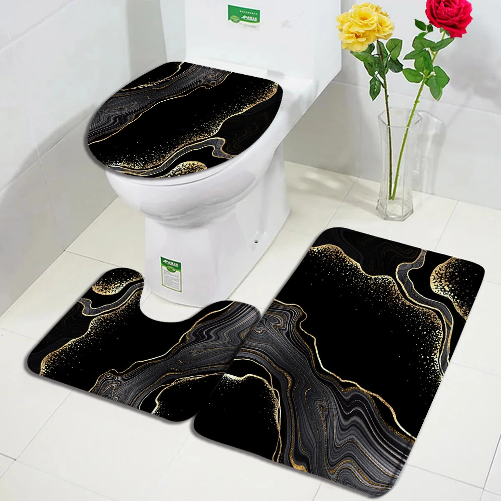 Black Marble Bathroom Rug Sets Marble Black Gold Bath Set Bath Mat