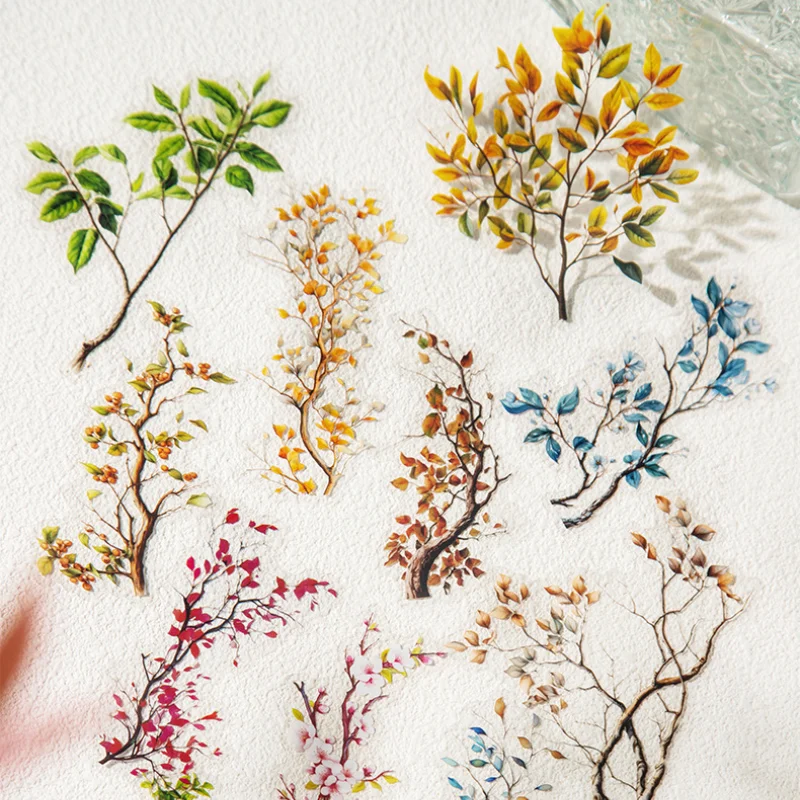20 sheets/pack Twigs and leaves PET Decorative Stickers for DIY scrapbooking Journal Photo album decoration materials Stickers