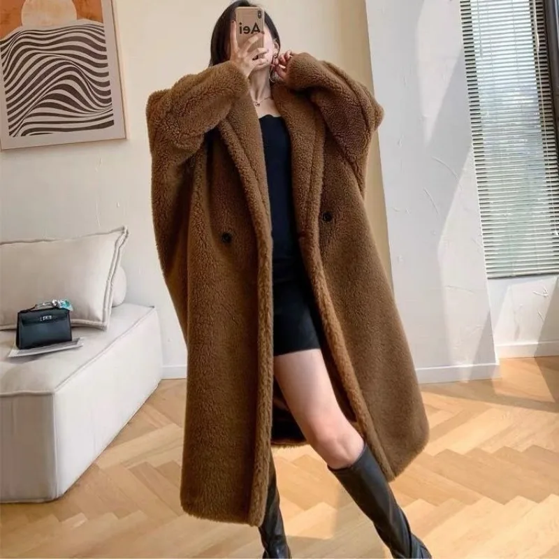 2023 New Granule Wool Teddy Bear Coat Women Warm Long Plush Overcoat Loose Comfortable Classic Plush Thermal Jacket Fashion