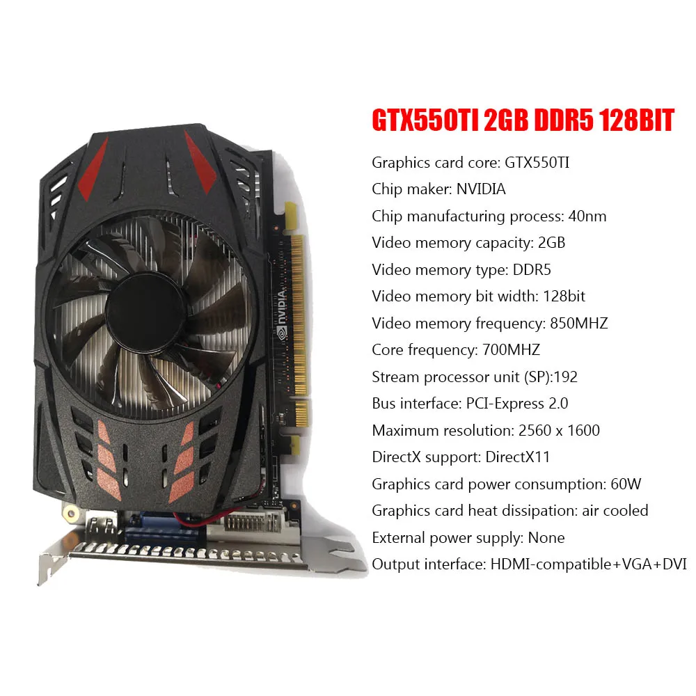 latest gpu for pc GTX550Ti 8GB Graphics Card GDDR5 128bit 8GB Gaming Video Card NVIDIA Chip Desktop Video Card with Dual Cooling Fan graphics cards computer Graphics Cards