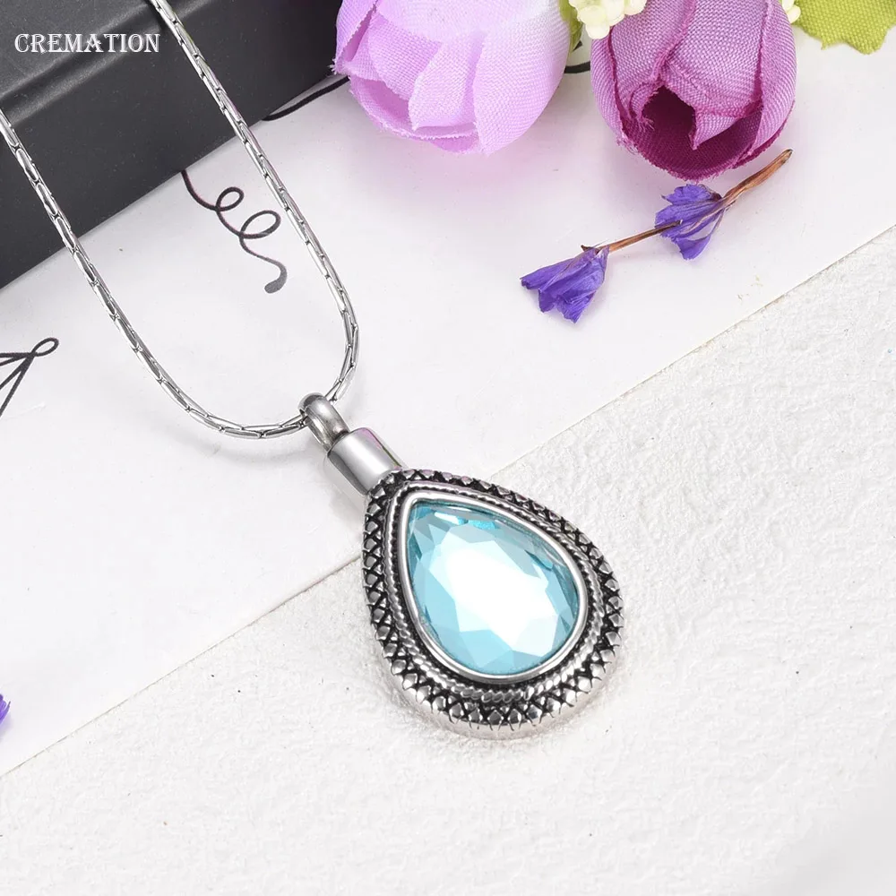 IJD9314 Rhinestone Inlay Crying Tear Memorial Jewelry Ash Holder