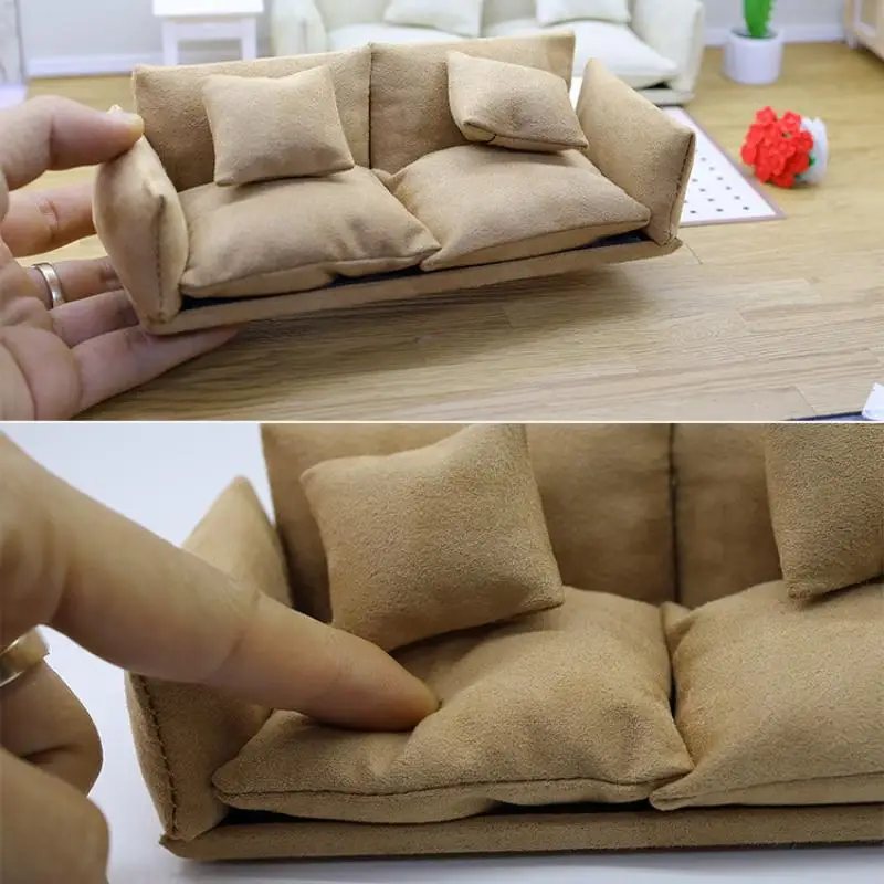 1 세트 어린이 역할 놀이 장난감 1:12 미니 인형 집 가구 이탈리아 가죽 소파 ..