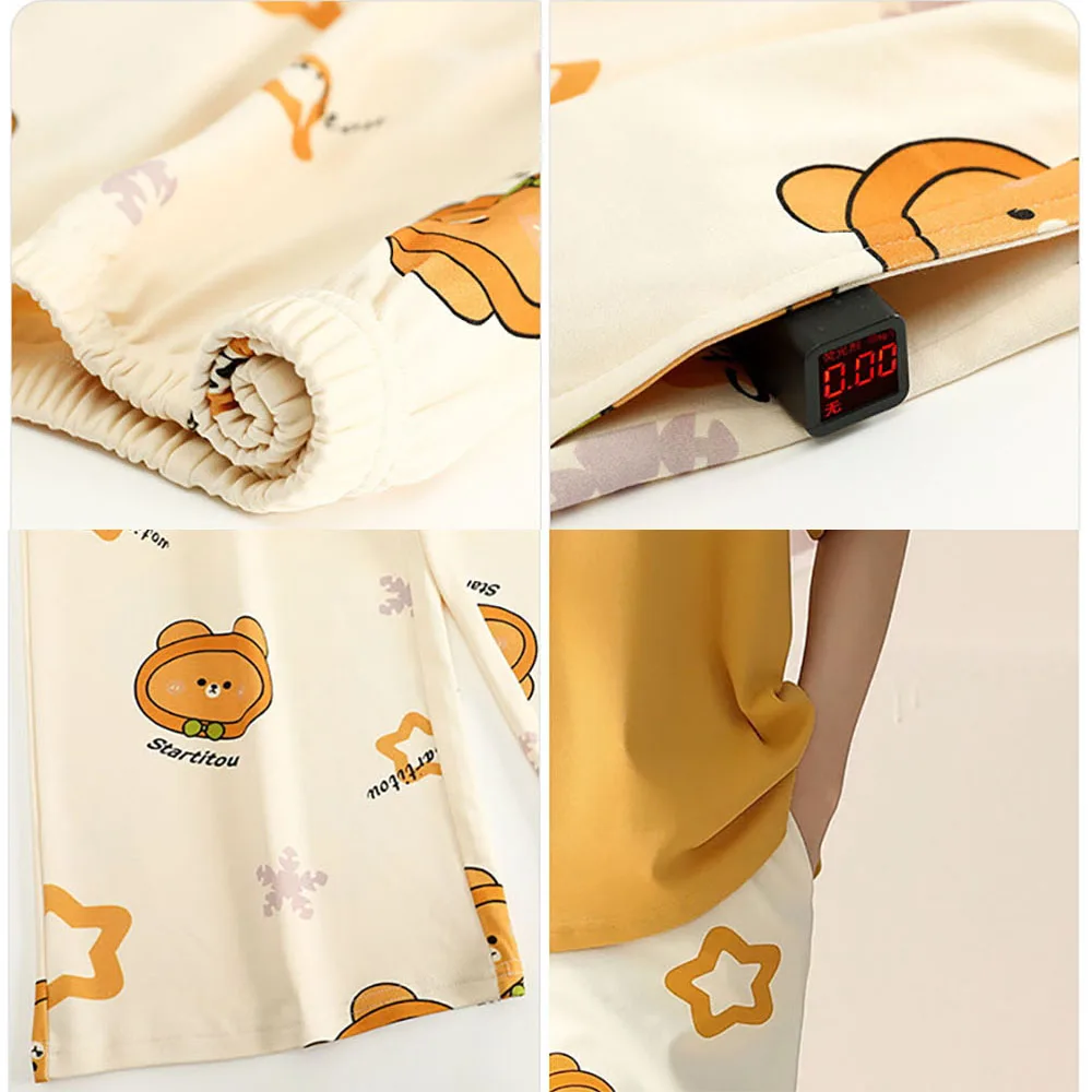 M-4XL Sleepwear Women's Suit 100% Cotton Antibacterial Calf-length Pants 2024 New Cute Summer Pajamas Set Casual Pijama Mujer