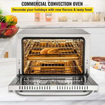 VEVOR Commercial Convection Oven, 66L/60Qt, Half-Size Conventional Oven Countertop, 1800W 4-Tier Toaster w/Front Glass Door 2