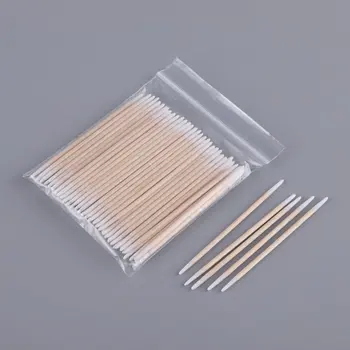 일회용 초소형 면봉 브러시, 보푸라기 없는 마이크로 우드 메이크업 브러시, 속눈썹 익스텐션 접착제 제거 도구, 100/300 개